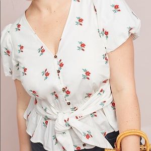 Anthropologie Rosalie Embroidered Top